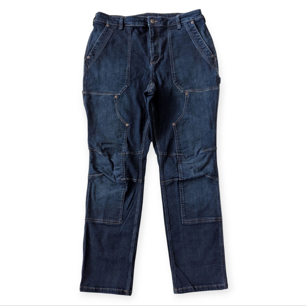 Duluth Trading Co. Women's Carpentar Doubke Knee Jeans Size 18R Dark Denim